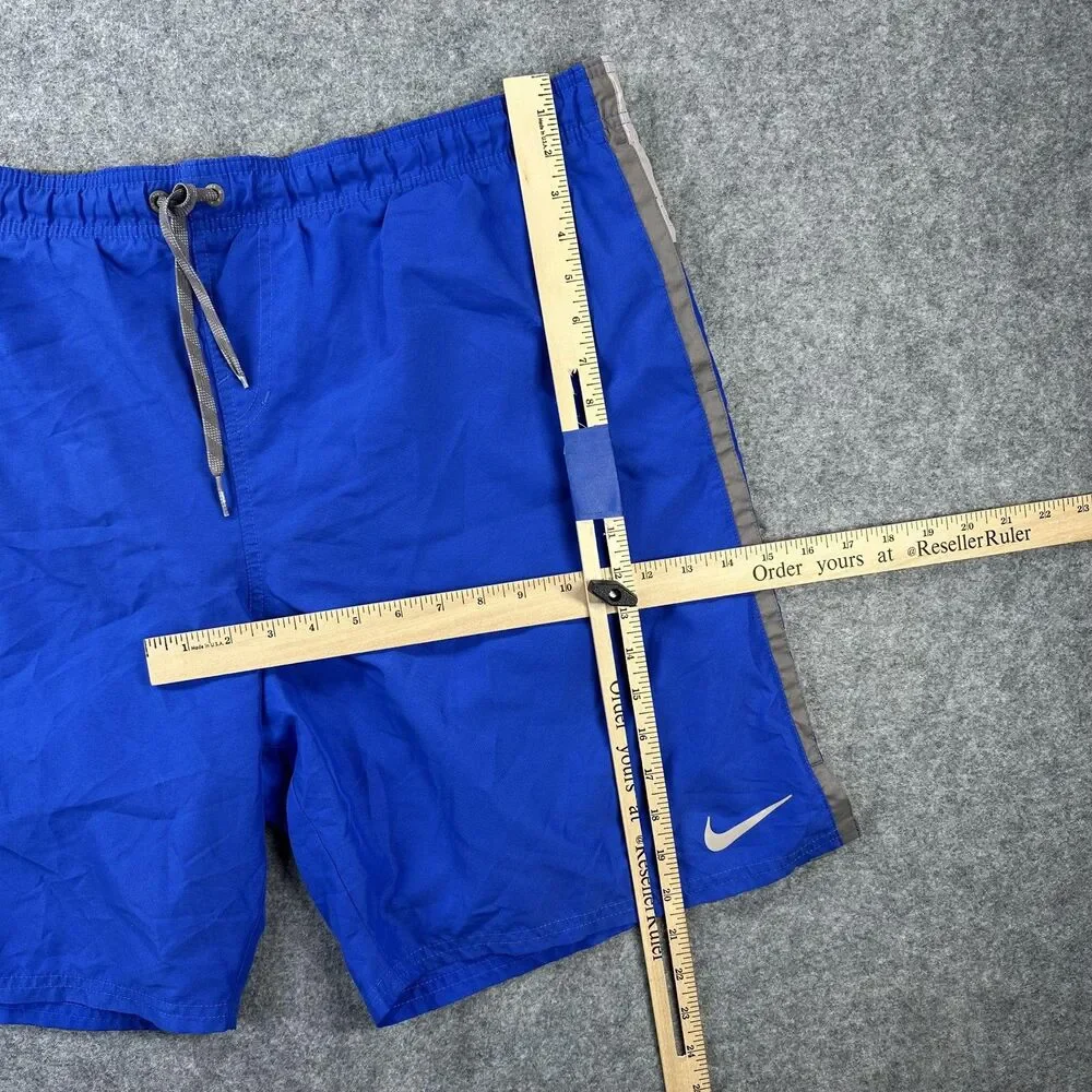 Nike Swim Trunks Mens XL Blue Solid Mesh Lined Quick Dry Drawstring Pockets